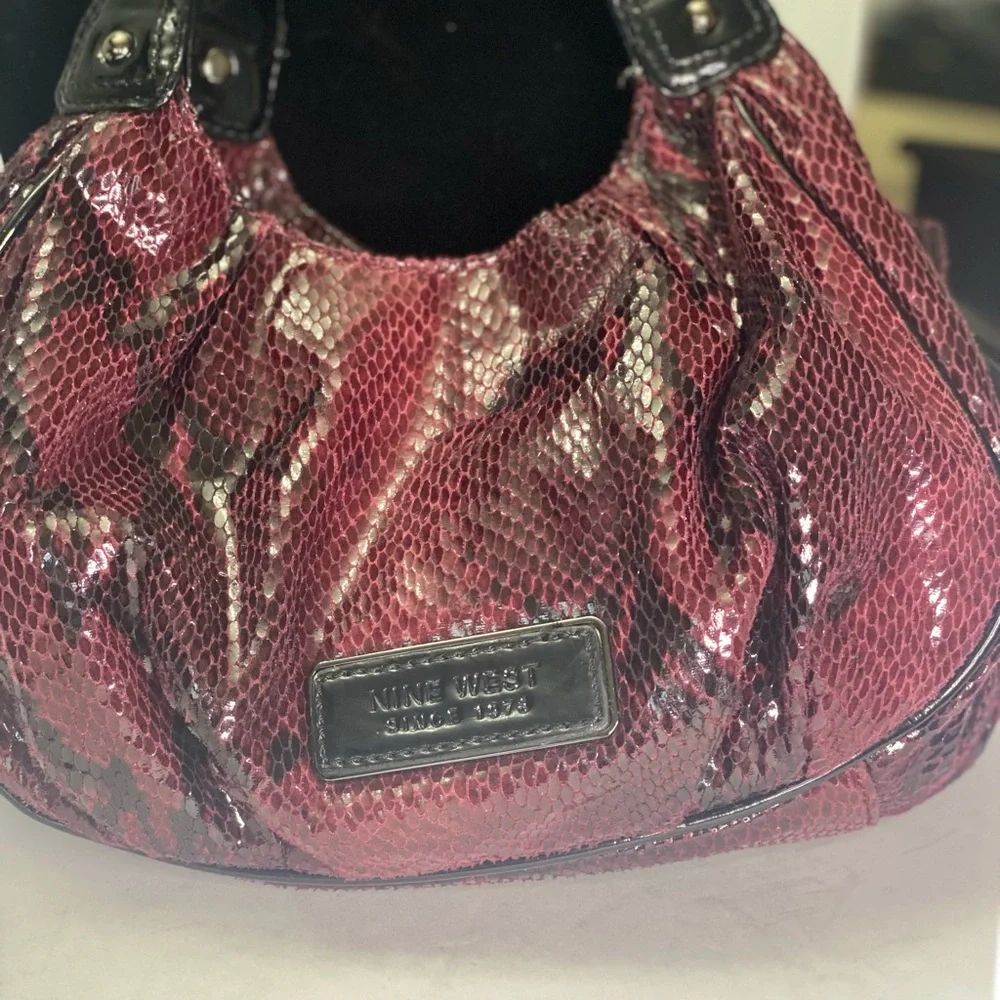 Nine West Burgundy Snakeskin Mini Shoulder Bag